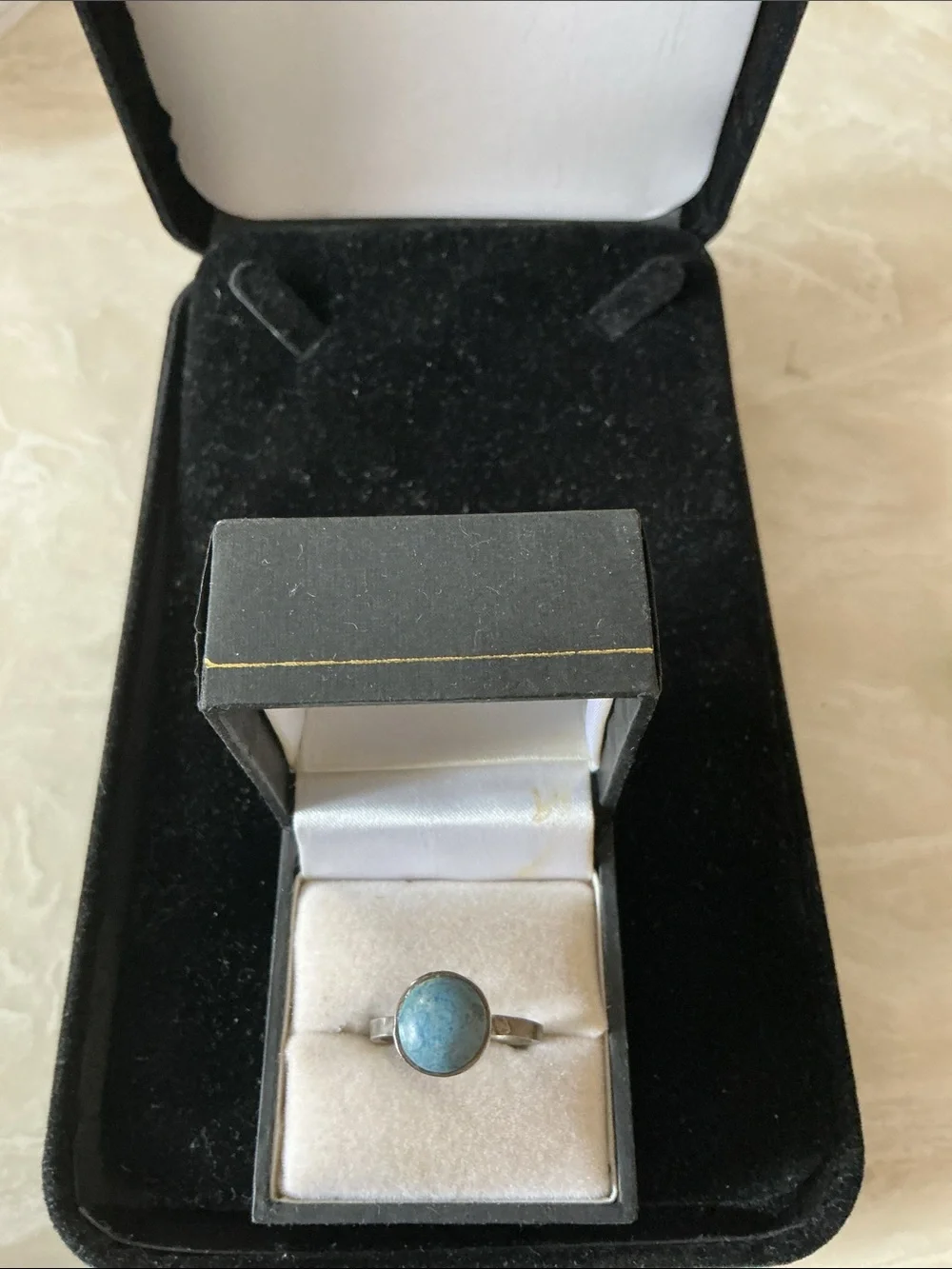 Blue Stone Silver Band Ring - Women's Jewelry